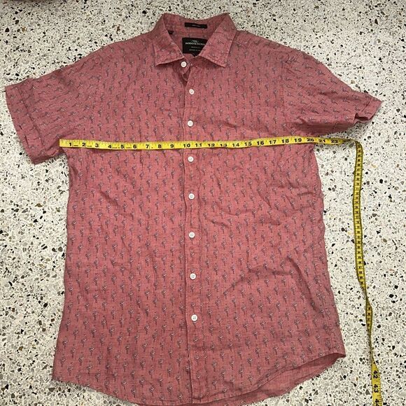 Rodd & Gunn Italy 100% linen flamingo shirt button down up medium m - Picture 3 of 6